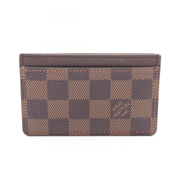 LOUIS VUITTON Porte Cartes Simple Card Case N61722 Damier leather Ebene Used