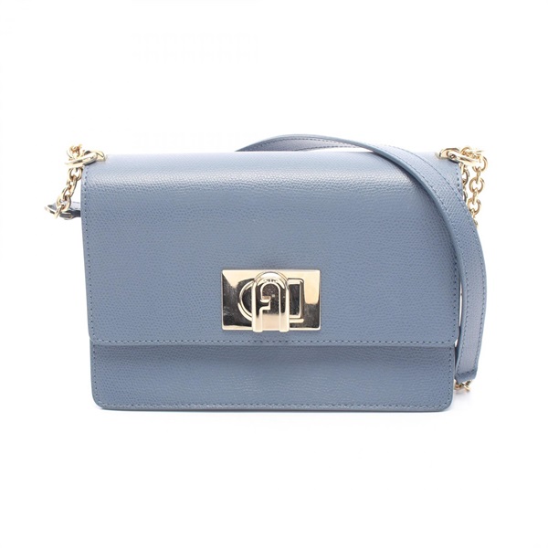 Furla 1927 Chain Shoulder Bag leather Blue GHW Used Women