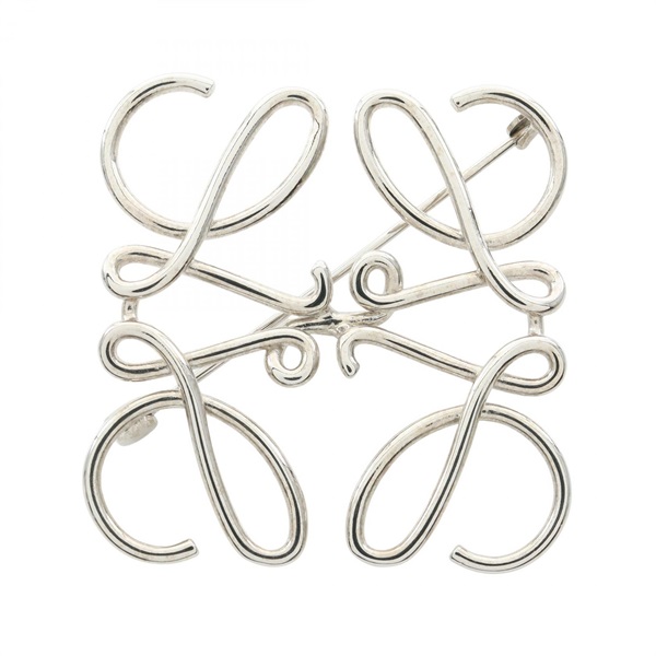 LOEWE anagram Brooch Stainless Steel Used Women