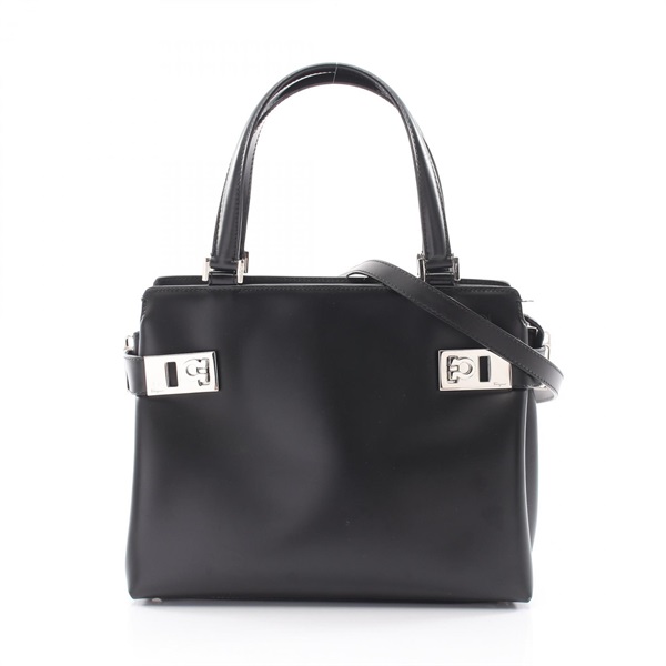 Salvatore Ferragamo Gancini shoulder Handbag leather Black Used Women