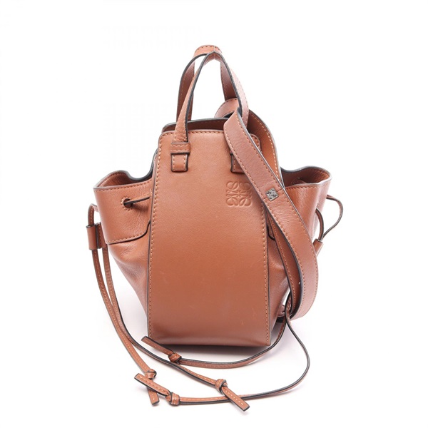 LOEWE Hammock Drawstring Mini shoulder crossbody Handbag leather Brown Used