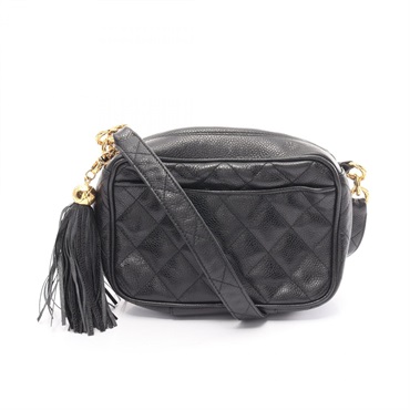 CHANEL CC Matelasse Shoulder Bag BR4052 Caviar skin Black Used Women Coco