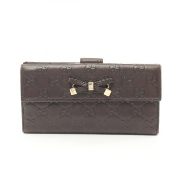 GUCCI Princess Guccissima Bifold long wallet 167464 leather Brown Used Women