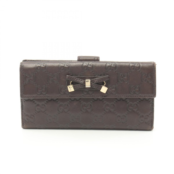 GUCCI Princess Guccissima Bifold long wallet 167464 leather Brown Used Women