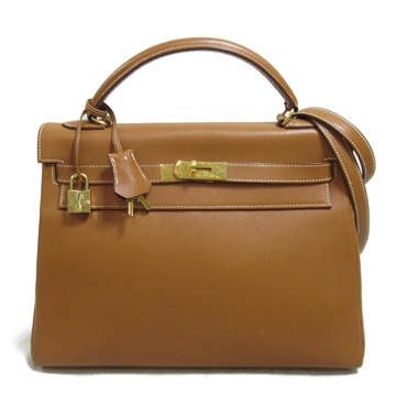 HERMES Kelly 32 Gold 2way Handbag shoulder leather Brown Gold Used Women V GHW