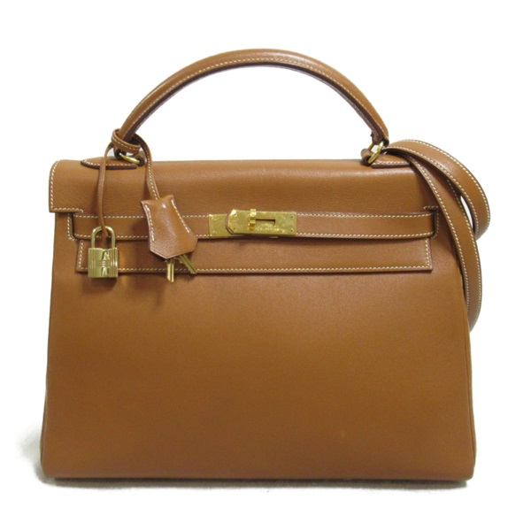 HERMES Kelly 32 Gold 2way Handbag shoulder leather Brown Gold Used Women V GHW