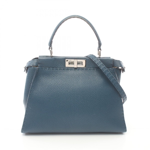 FENDI Peekaboo regular 2way Shoulder Hand bag 8BN226 leather Blue Used Women