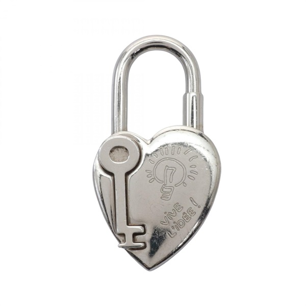 HERMES Cadena Lock key Heart Fantasy charm metal Silver color Used