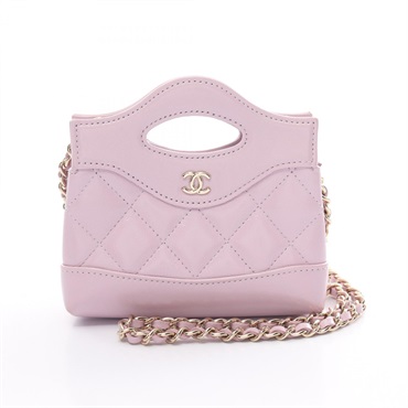 CHANEL Chanel 31 Nano chain Shoulder Bag leather Purple Used Women crossbody GHW