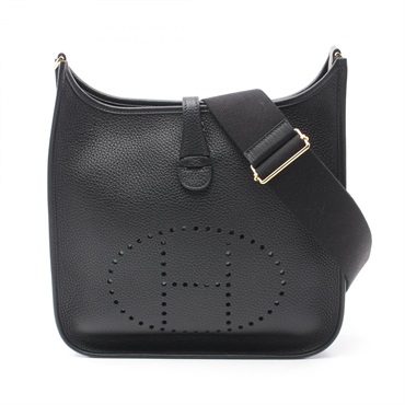 HERMES Evelyne Trois PM Shoulder crossobdy Bag W Taurillon Clemence Black GHW