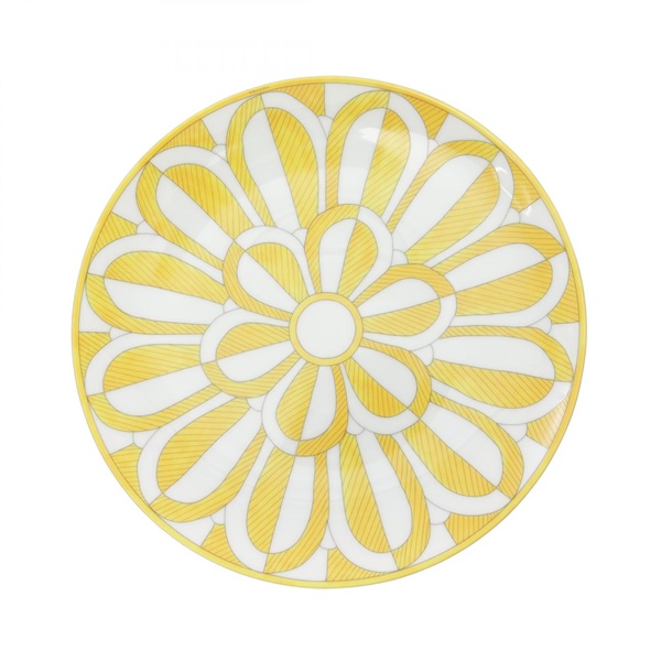 HERMES Dessert Plate Soleil d'Hermès Tableware porcelain Yellow White Used