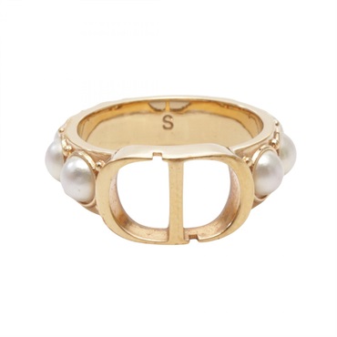 Dior CD logo Ring Gold Plated Artificial pearl Used women US size 5.5
