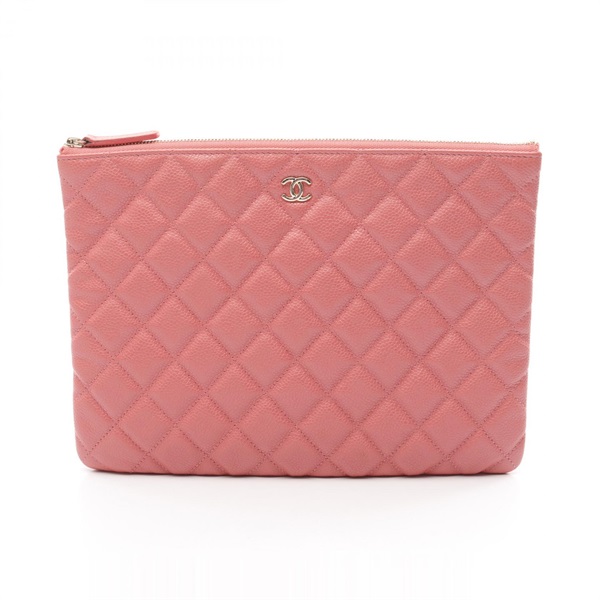 CHANEL Matelasse business clutch bag A82545 Grained Calf Pink Used GHW