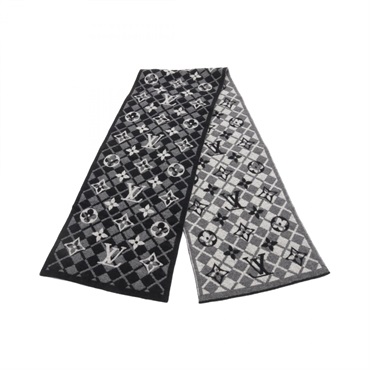 LOUIS VUITTON Echarpe Monogram Mountain Scarf M77135 cashmere Black Gray Used