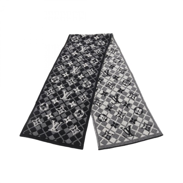 LOUIS VUITTON Echarpe Monogram Mountain Scarf M77135 cashmere Black Gray Used