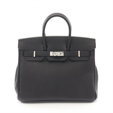 HERMES Birkin 25 Hand bag sac U Togo leather Black SHW
