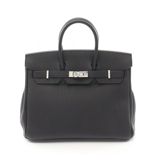 HERMES Birkin 25 Hand bag sac U Togo leather Black SHW