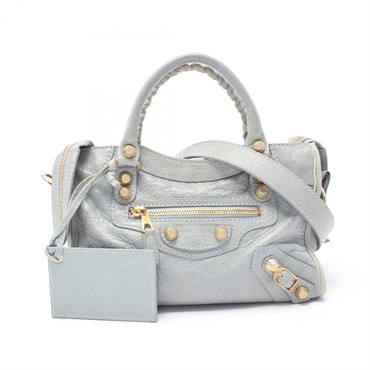 BALENCIAGA Giant Mini City 2way shoulder Handbag 309544 leather Blue Used Women