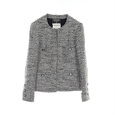 CHANEL Tweed No color jacket P04216 wool Nylon Rayon Navy White Used Women #40