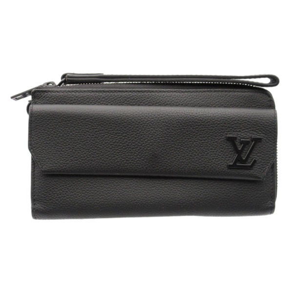 LOUIS VUITTON Zippy Around long wallet M69831 Aerogram leather Black Used mens