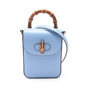 GUCCI Bamboo Hand shoulder crossbody bag backpack 702106 leather acqua Blue Used