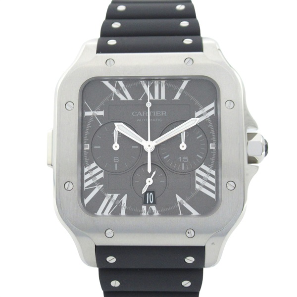 CARTIER Santos de Cartier Chronograph XL Wrist Watch WSSA0078 Auto SS Used mens