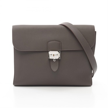 HERMES Sac Adepesh 29 Shoulder Bag Evercolor leather Gray Etain Used mens Z SHW
