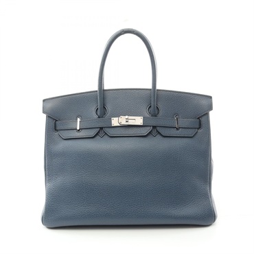 HERMES Birkin 35 Hand bag I Togo leather Blue Used SHW
