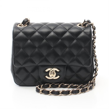 CHANEL Mini Matelasse chain Shoulder Bag A35200 Lamb leather Black Used GHW CC