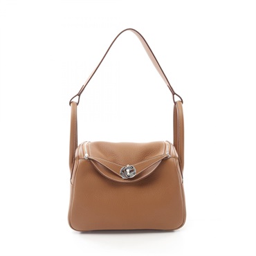 HERMES Lindy 26 Shoulder Bag K Taurillon Clemence Gold Used SHW