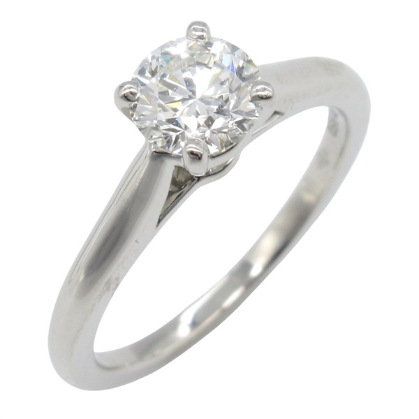 CARTIER Solitaire Ring Diamond Pt950 Platinum Used women US size 4.75 #49