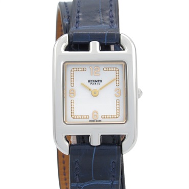 HERMES Cape Cod W Tour Wrist Watch CC1.312 Quartz SS leather Used mens