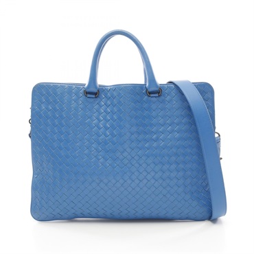 BOTTEGA VENETA Intrecciato Shoulder Business bag 387307 leather Blue Used mens