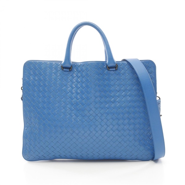 BOTTEGA VENETA Intrecciato Shoulder Business bag 387307 leather Blue Used mens
