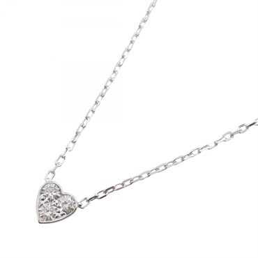 CARTIER Mini Heart of Diamond Necklace Pendant 38~40cm 18KWG White Gold Used