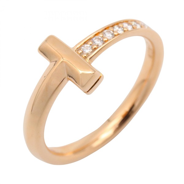 TIFFANY＆CO T-One Diamond Ring 18KRG Pink Rose Gold Used Women Size 5.5