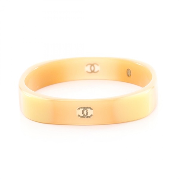 CHANEL COCO Mark Bangle bracelet Plastic Beige Used Women CC 20 cm