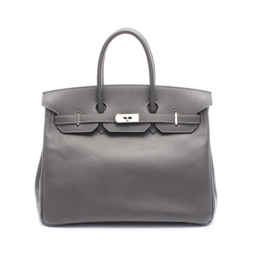 HERMES Birkin 35 Handbag Epsom leather Gray Graphite Used Women L SHW