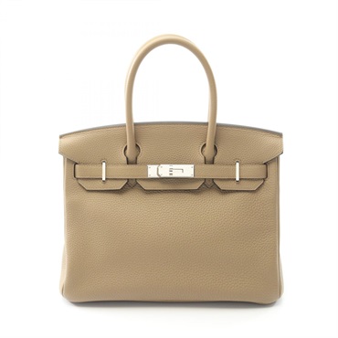 HERMES Birkin 30 Handbag Clemence leather Beige Marfa Used Women B SHW