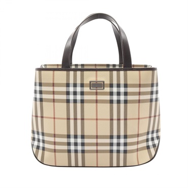 BURBERRY Nova Check Handbag canvas leather Beige Brown Used Women