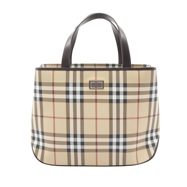 BURBERRY Nova Check Handbag canvas leather Beige Brown Used Women