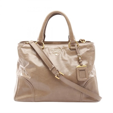 PRADA VITELLO SHINE 2Way Shoulder Handbag BN2533 leather Beige Used Women
