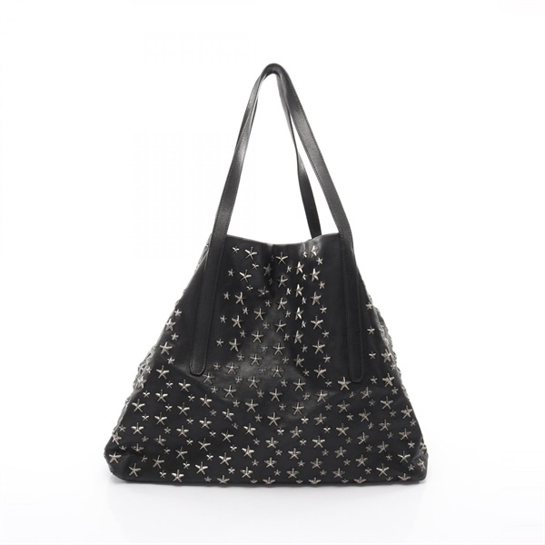 JIMMY CHOO PIMLICO Star Studs Shoulder Tote Bag leather Black Used unisex