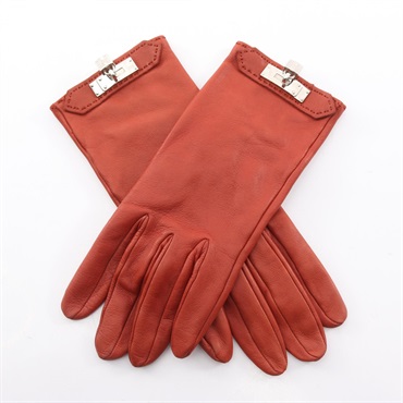 HERMES Kelly gloves 22cm leather Bordeaux Red Used Women