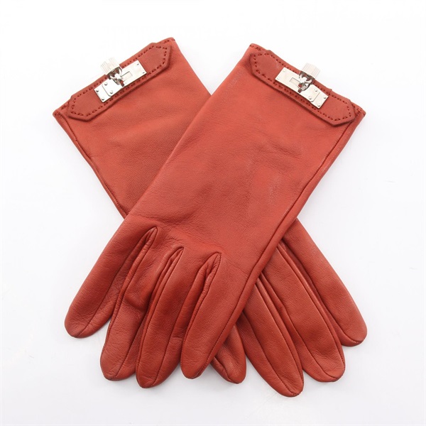 HERMES Kelly gloves 22cm leather Bordeaux Red Used Women