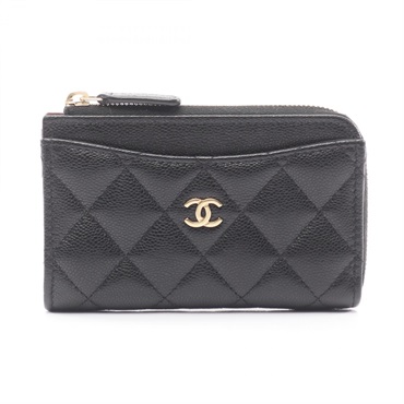 CHANEL Matelasse coin purse Calfskin Black Used Women CC