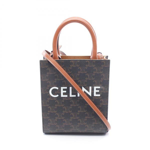 CELINE Mini Vertical Cabas Triomphe crossbody Handbag 194372BZK canvas leather