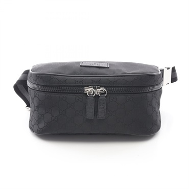 GUCCI GG pattern Waist bum belt bag 449182 leather Nylon canvas Black Used