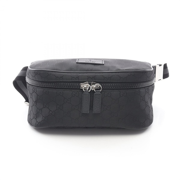 GUCCI GG pattern Waist bum belt bag 449182 leather Nylon canvas Black Used