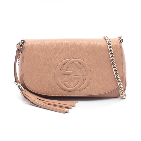 GUCCI Soho Interlocking G chain crossbody Shoulder Bag 536224 leather Pink Used